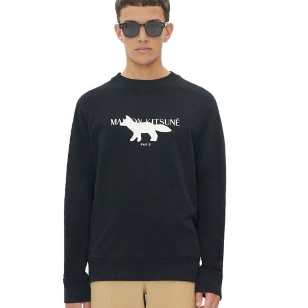 Maison Kitsuné Profile Fox Stamp Clean Sweatshirt Black Size Large